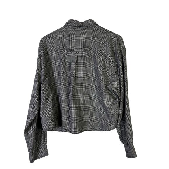 American Eagle Plaid Button Front Shirt Womens L Brown Cropped Retro Grunge - Picture 4 of 6
